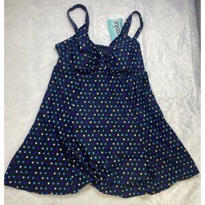 Penbrooke Tankini Size 14 Polka Dots Swimsuit One Piece NWT Slimming Straps